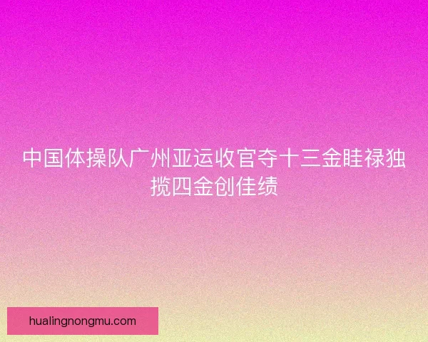 中国体操队广州亚运收官夺十三金眭禄独揽四金创佳绩