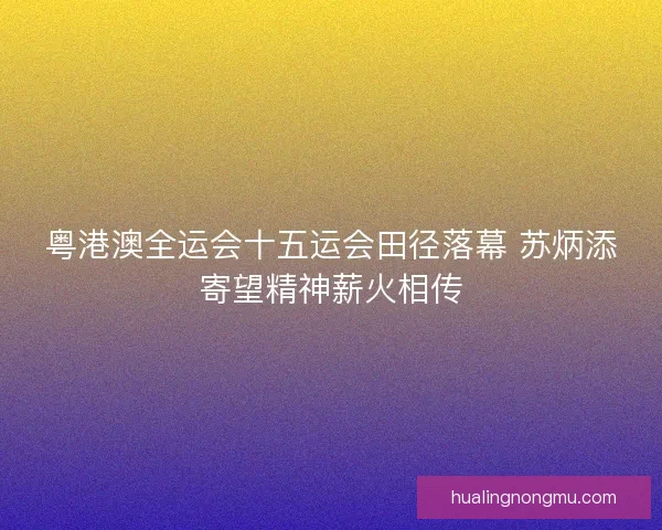 粤港澳全运会十五运会田径落幕 苏炳添寄望精神薪火相传