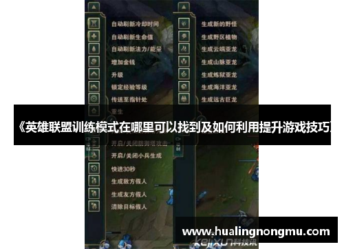 《英雄联盟训练模式在哪里可以找到及如何利用提升游戏技巧》